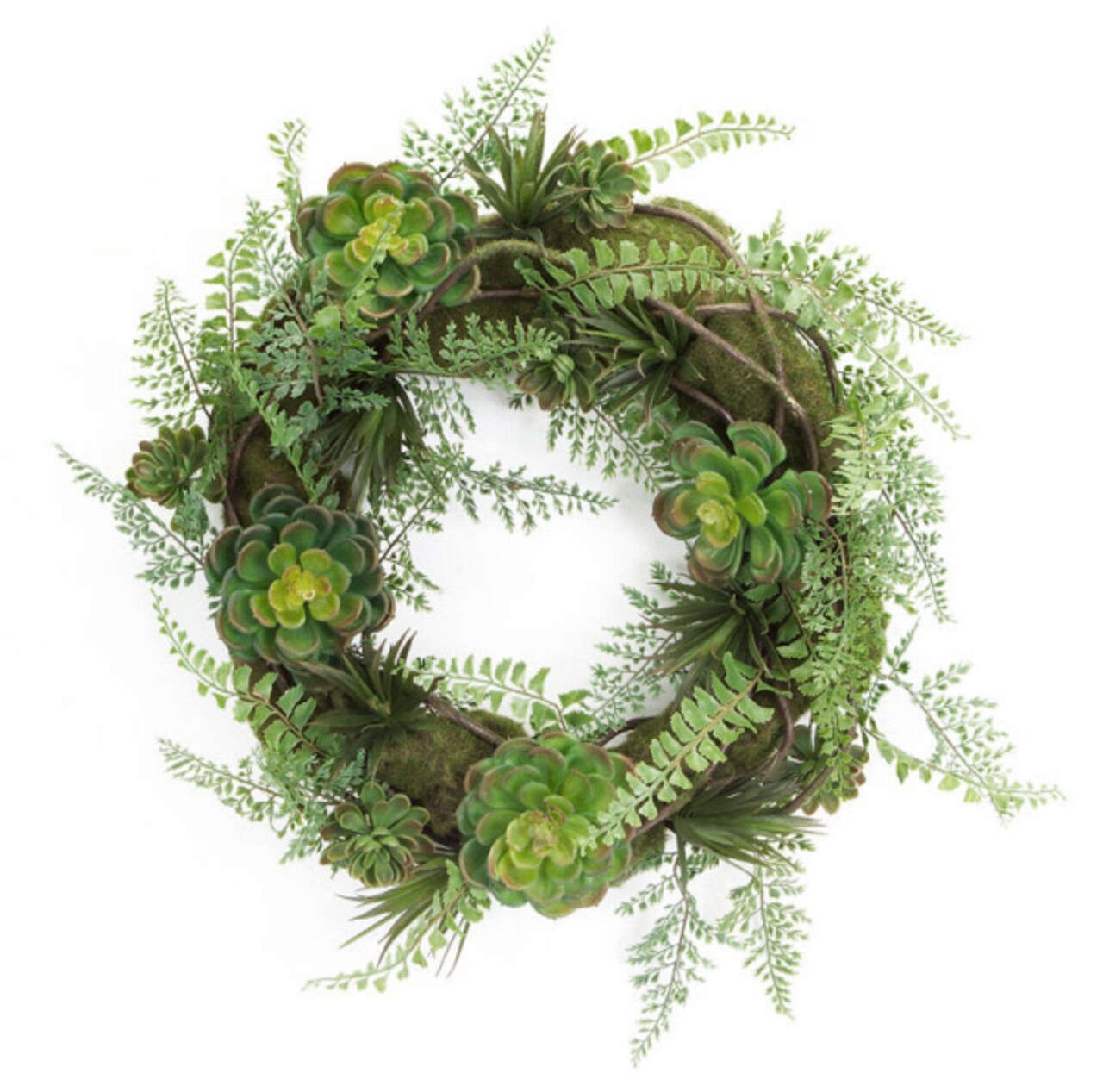 Melrose Hen and Chicks Artificial Succulent Plant Wreath, Green 22-Inch